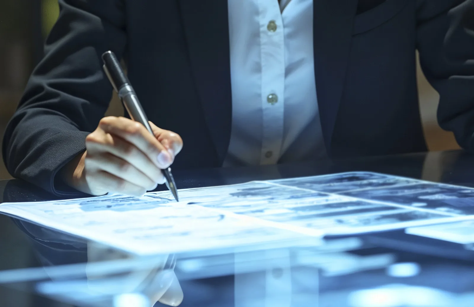 理賠人員檢視申請文件的示意照片